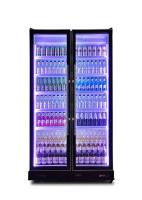Fã que refrigera o vertical Tricolor da luz do diodo emissor de luz do refrigerador comercial da bebida para brilhar o refrigerador preto da bebida