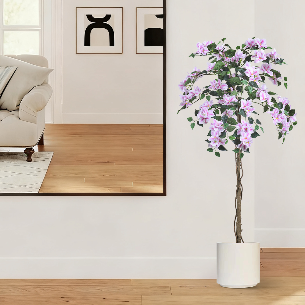 Artificial Light Pink Bougainvillea Tree, 47/63/75 inch, UV Resistant Faux Plant for Outdoor & Indoor Decor, Wholesale Fake Flower Tree