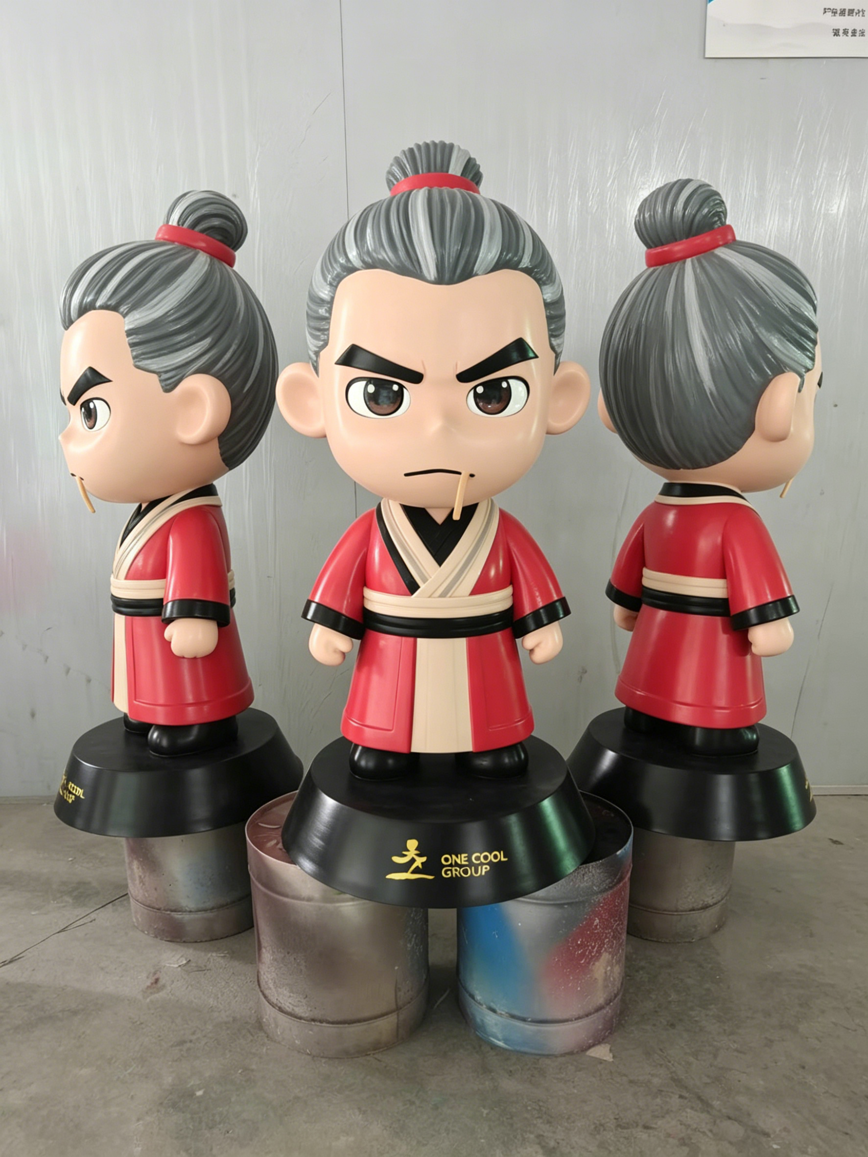 Life Size Q Version Ancient Warrior Resin Sculpture with High-Grade Solid Resin Material and Customizable Design