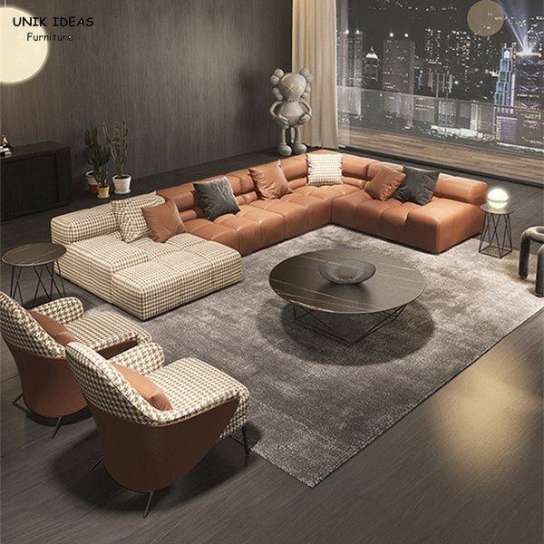 Низкий уровень софы кресла черного бархата голубого Брауна секционный назад живя большое Loveseats