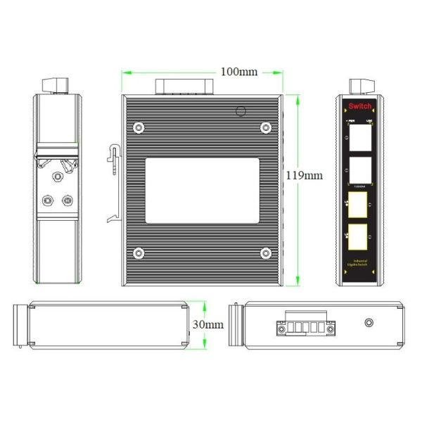 4-port Gigabit Industrial Ethernet Switch with SFP Fiber Ports for Reliable Networking