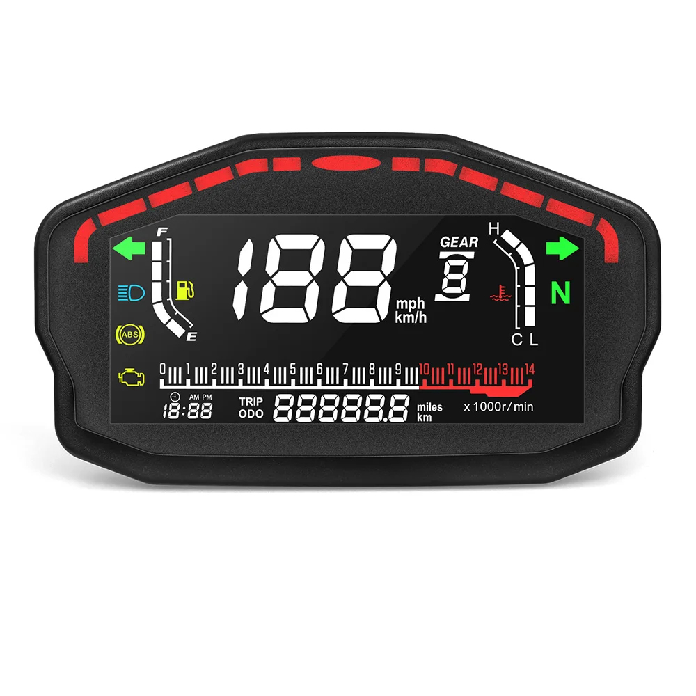 Universal Digital Odometer Tachometer Speedometer Meter for Motorcycle Adjustable Speed Range 1-6 Gears