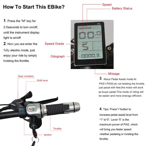 LED Headlight 26 Inch Electric Mountain Bike Battery Assist KETELES Multipattern