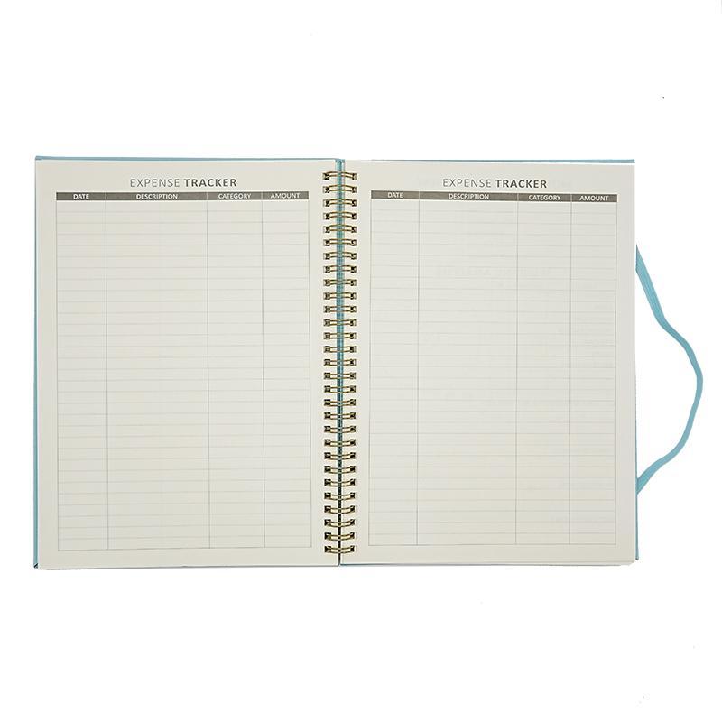 B5 Spiral Bound Monogrammed Custom Leather Notebook Expense Tracker Journal With Stickers