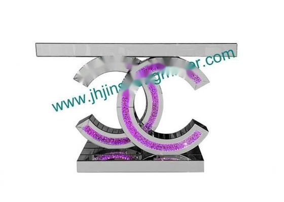 JSF627 LED Diamond Console Table with Silver Mirror Finish and 120X35X78CM Dimensions