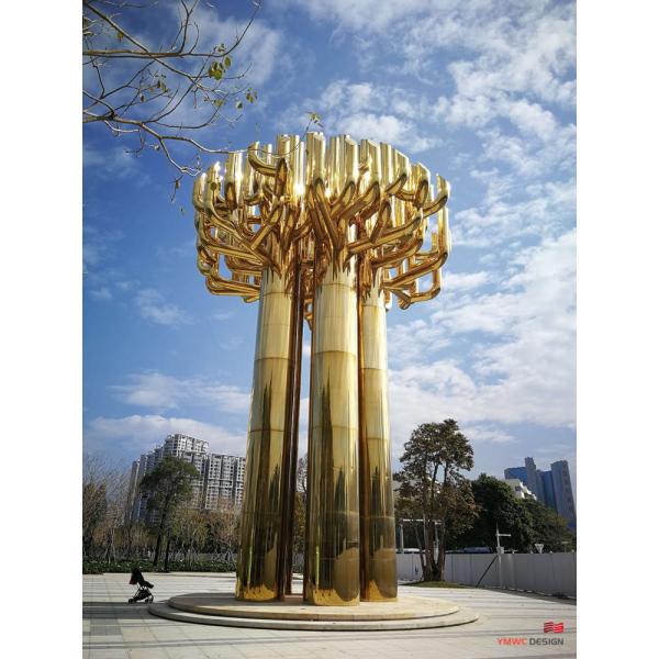 Large Stainless Steel Tree Sculpture Custom Urban Public Art for Square Customization