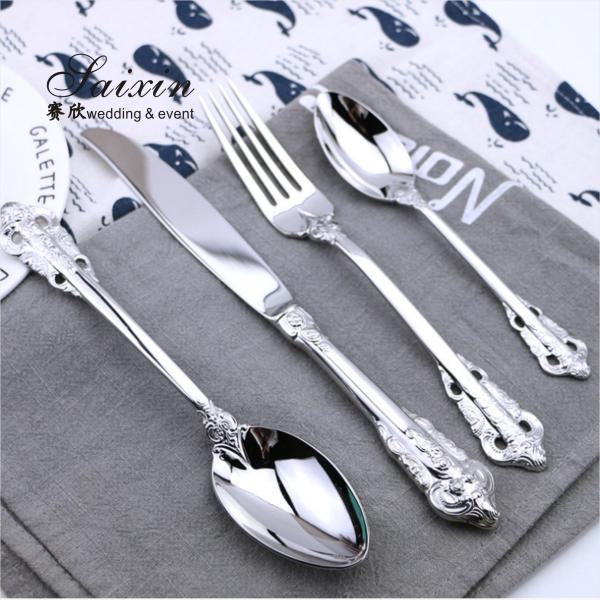SX-GP-012 Роскошный винтажный нож из нержавеющей стали вилка ложка 4 части набор столовых приборов для свадебного ужина