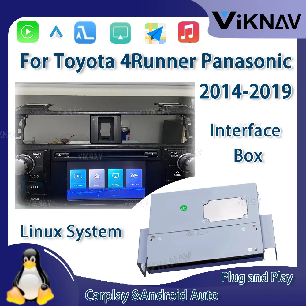 Viknav Linux System OEM Автомобиль для Toyota 4Runner Panasonic 2014-19 Усовершенствовать Коробку декодера Мультимедиа Беспроводная CarPlay
