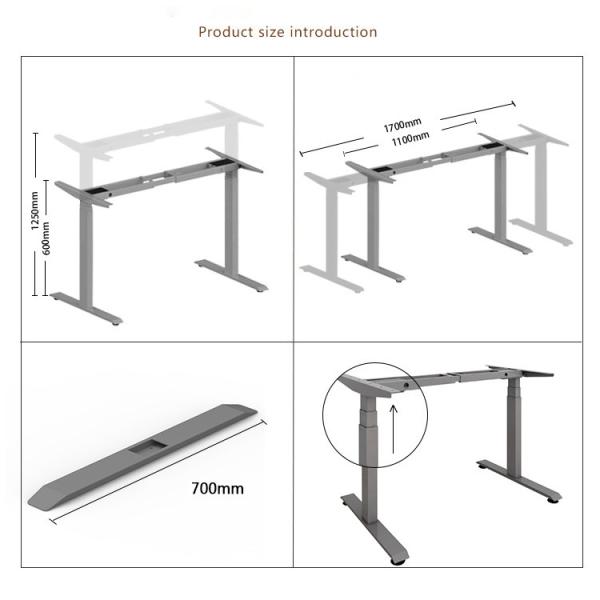 600mm Altura Ajustável Electric Table Legs para Estudante Escola Ergonômica Mesa em Marrom