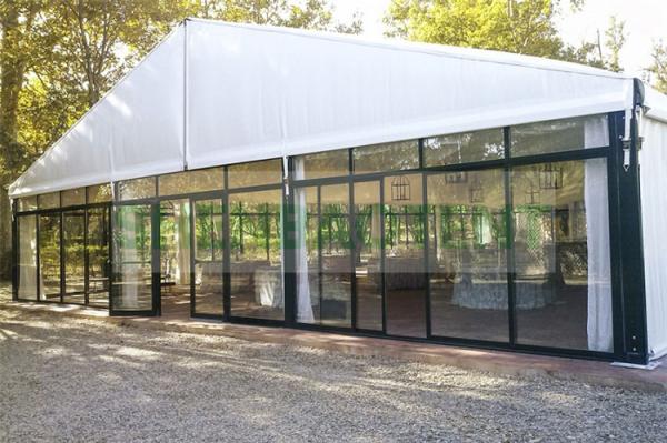 Luxury Big Outdoor Wedding Tent Marquee White PVC With Glass Wall Water resistant