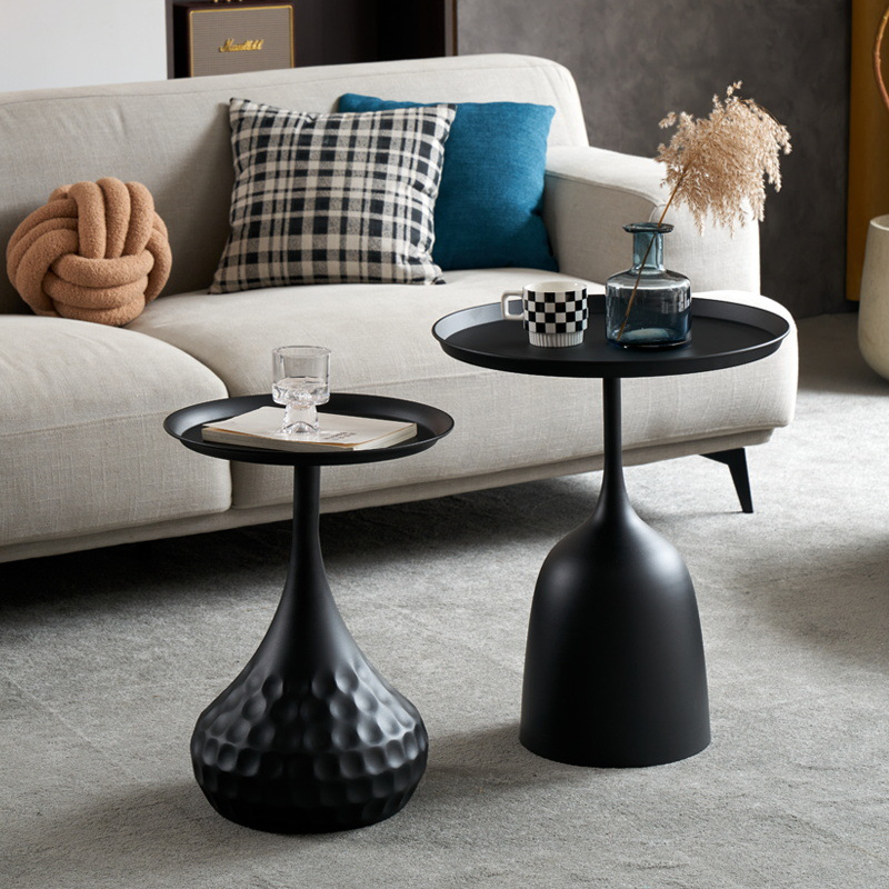 Modern Convertible Iron Coffee Table Minimalist Sofa Side Table for Small-Space Living Room Mobile Small Bedside Side Table for