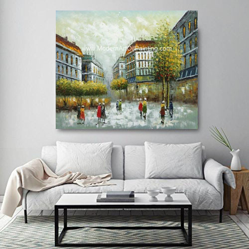 Классическое картина маслом Парижа стиля 100% ручной работы современная гибкое нео