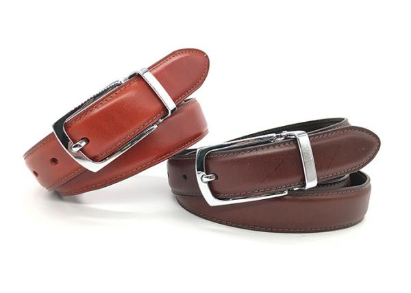 28mm Width Womens Pure Leather Belt Feather Edge With Clip Buckle