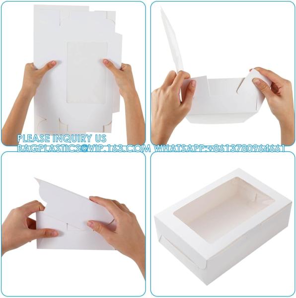 White Bakery Boxes With Window, 9x6x3 Inch, For Pastry, Dessert, Pies Packaging, Great For Birthday Party, 30 Pack