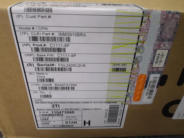 Cisco ISR 1100 C1111-8P ルーター 8 ポート デュアル GE WAN 1Gbps