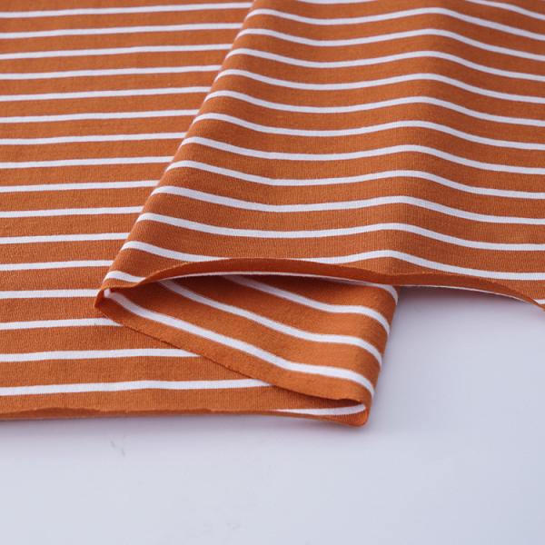 Plain Jersey 175gsm Striped Knit Cotton Fabric Single Face For T Shirt