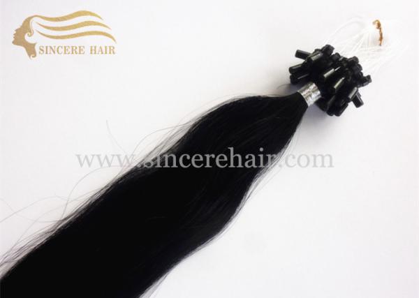 20 Micro Ring Hair Extensions - 50 CM Jet Black Micro Ring Loop Hair Extensions 1.0 G / Strand For Sale