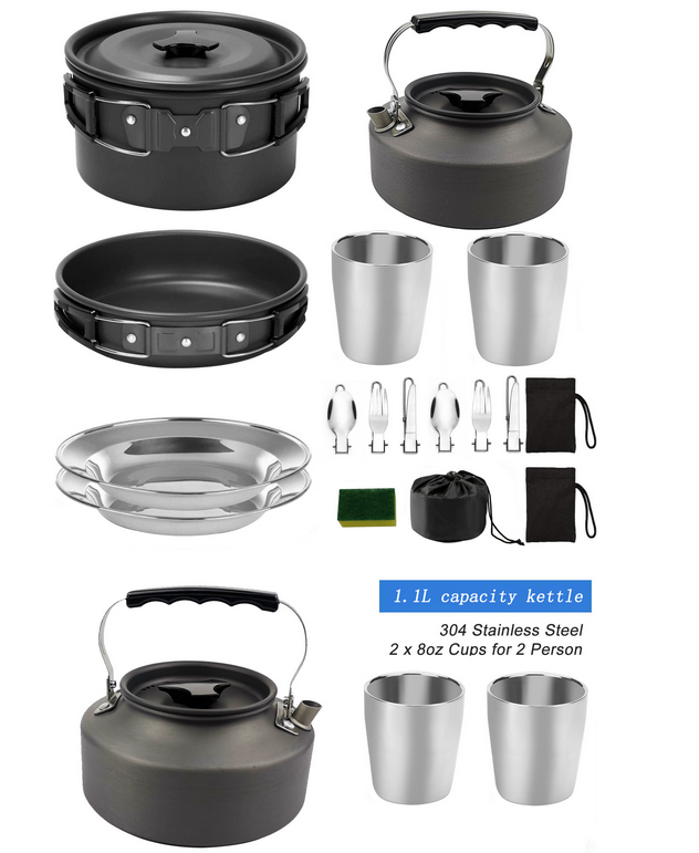 Портативный на открытом воздухе Cookware установил для располагаться лагерем 2-3 людей