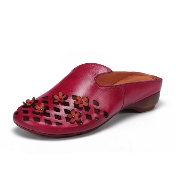 HZM018 First Layer Cowhide Women'S Slippers 2021 Summer New Leather Handmade Half-Support Sandals For Women'S Outer Wear