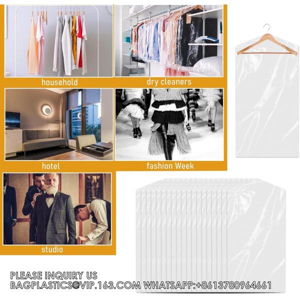 Plastic Garment Bags Clear Dress Covers For Hanging Transparent Dry Cleaning Bags Dust-Proof Garment Covers