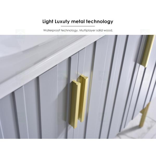 Твердые деревянные тщеты Ванная комната держателя пола с зеркалом HD серебряным