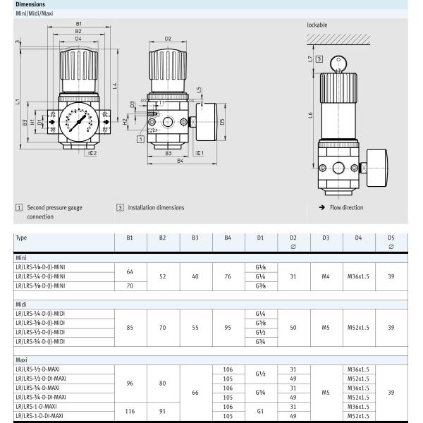 Обработка источника воздуха клапана уменьшения давления FESTO LR-1/4-D-MINI