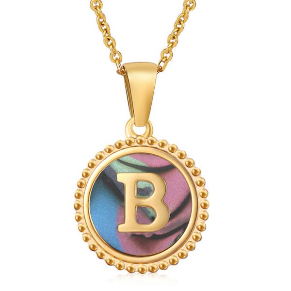 Unique Jewelry 16MM 18K Gold Plated Stainless Steel 3D Shell Letter Necklace Women'S Letter Pendants