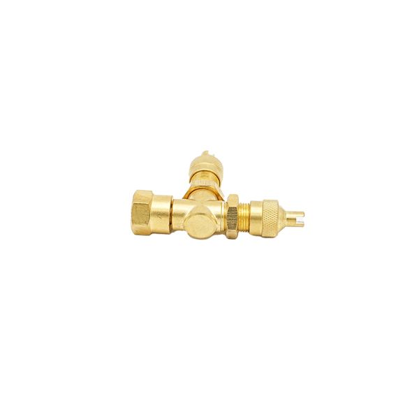 12V1 Three Links Tee Joint T-Joint Brass Tyre Valve for Truck Adapter Valve with Cap for TPMS