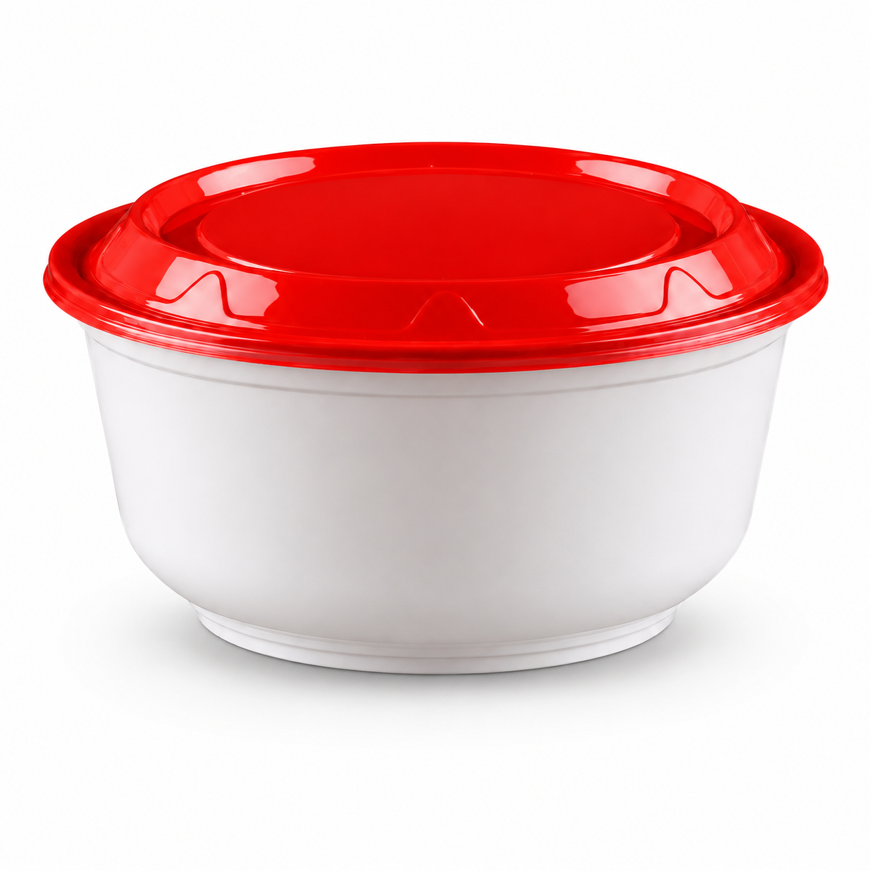 1450ml Disposable Soup Bowls Deep White PP Takeaway Containers with Red / Clear