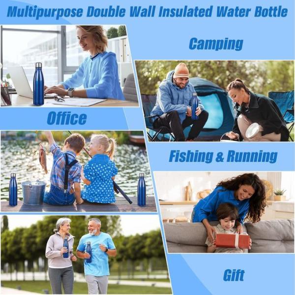 17oz Stainless Steel Water Bottles Vacuum Insulated Water Bottles Double Walled Powder Coated Reusable Metal Sports Water Bottles Keep Drinks Hot And Cold Sky Light Blue