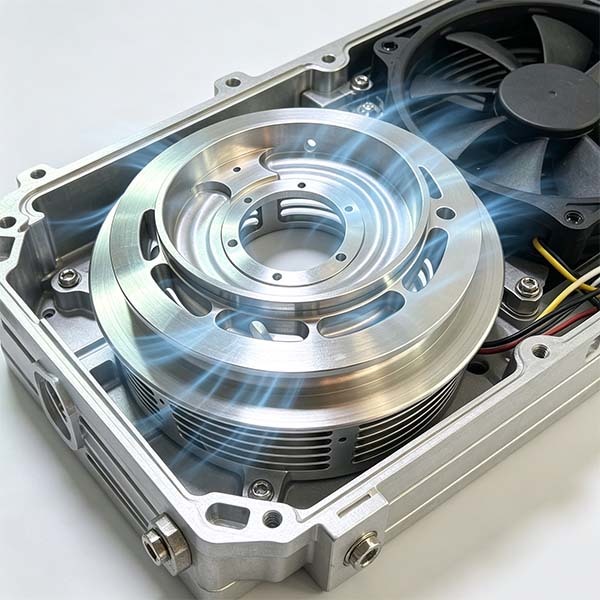 Custom  CNC Machined 6061-T6 Aluminum Motor Heat Sink Housing with Ventilated Cooling Slots