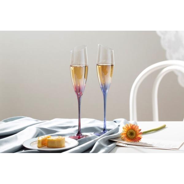 Bevel Mouth 6 Oz Iridescent Champagne Glasses 172ml Gradient Red Lead Free