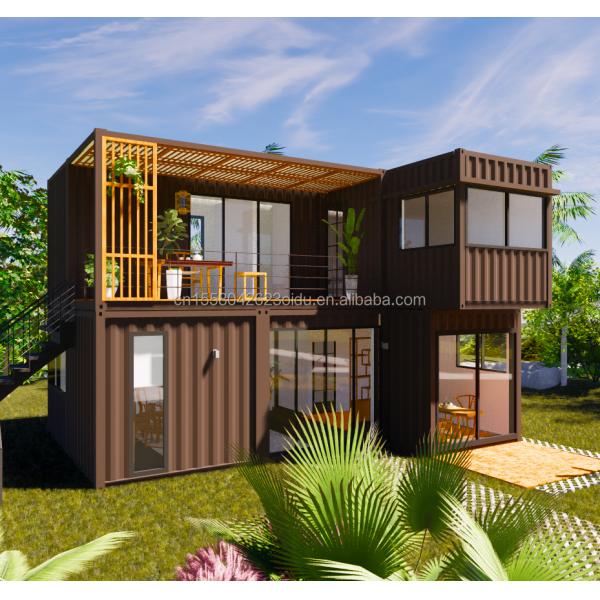 Color personalizado 20ft Flat Pack Living Steel Frame Modular Home Panel de sándwich prefabricado Envío de 3 dormitorios Casa de contenedores