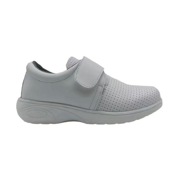 Hollow Breathable White Sneakers Slip Resistant Super Fiber Leather Nurse Shoes