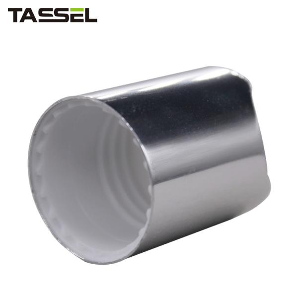 24mm Aluminum Silver Plastic Disc Cap Non Spill For Cosmetic Bottles