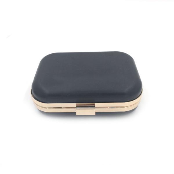 Factory price evening bag square shape plastic shell with gold purse metal frame