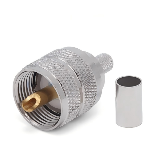 Male Crimp Type RF Connector UHF/PL259 with Nickel-plated Brass and PTFE Insulator for LMR240 Cable