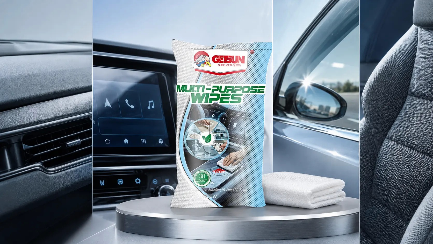 Car Cleaning Wipes for Multi Surface Interior Care