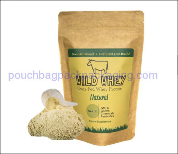 Kraft packaging bag, paper stand up pouch, kraft doypack for protein
