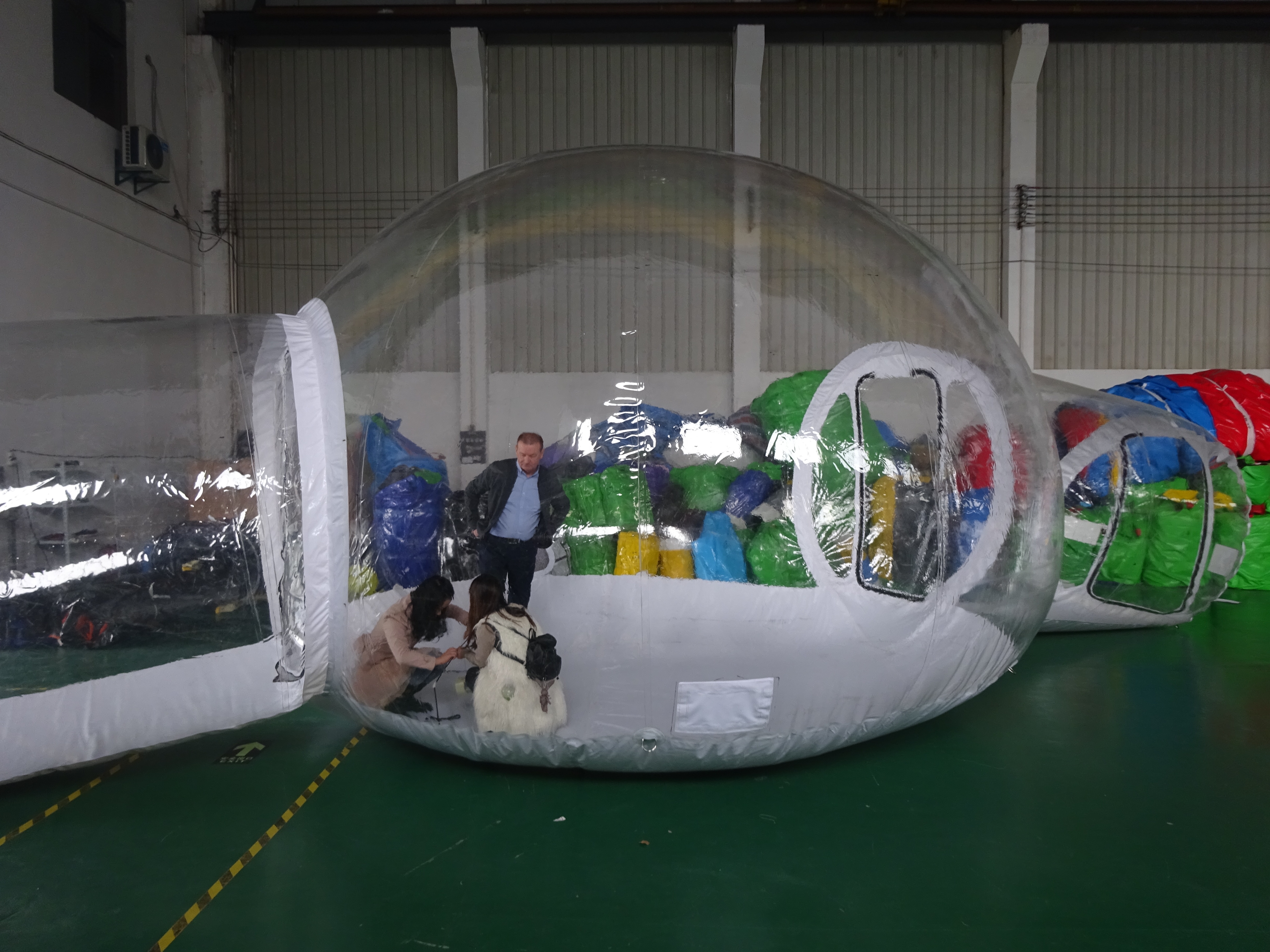 China Factory Cheap Inflatable Double Long Tunnel Clear Dome Tent Bubble Transparent House for Party Advertising