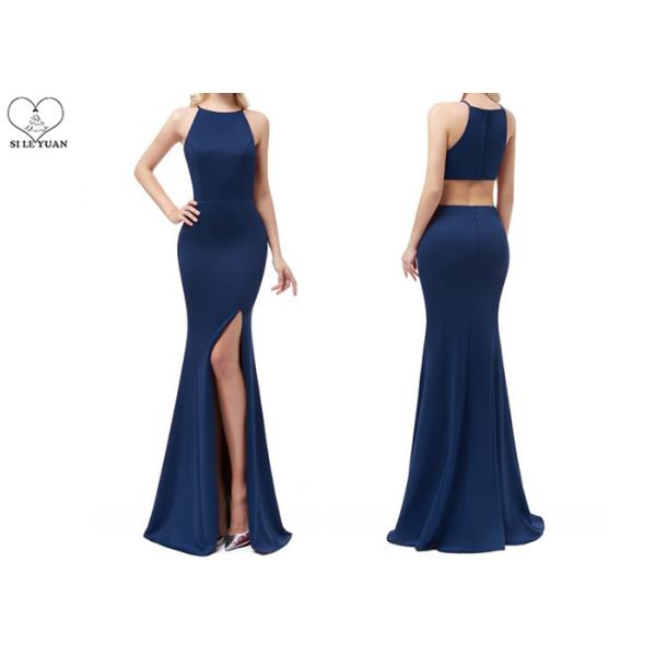 Mermaid Wedding Bridesmaid Dresses Floor Length High Slit Wine Elastic Fabric