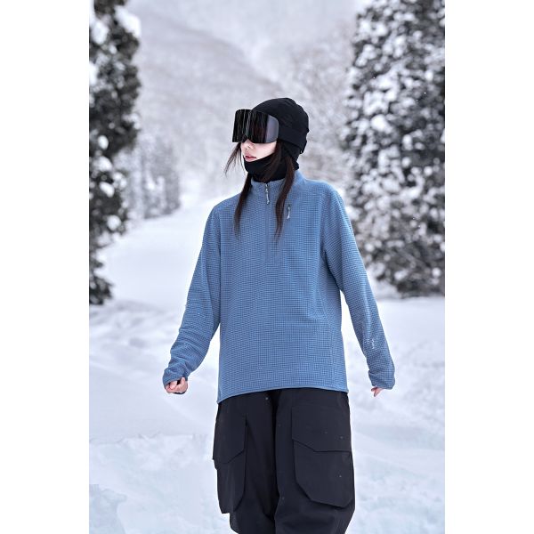 Custom OEM Plaid Polar Fleece Ski Mid Layer Couple Jacket Windbreaker Inner Liner