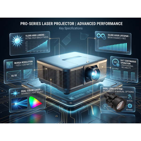 10000 Lumens WUXGA 3D Mapping Projector Dual Color Laser Motorized Lenses Display
