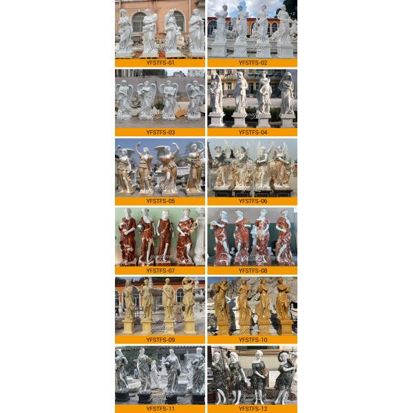 Custom Elegant Hand Carved Four Season Goddesses Marble Statue Sculpture
