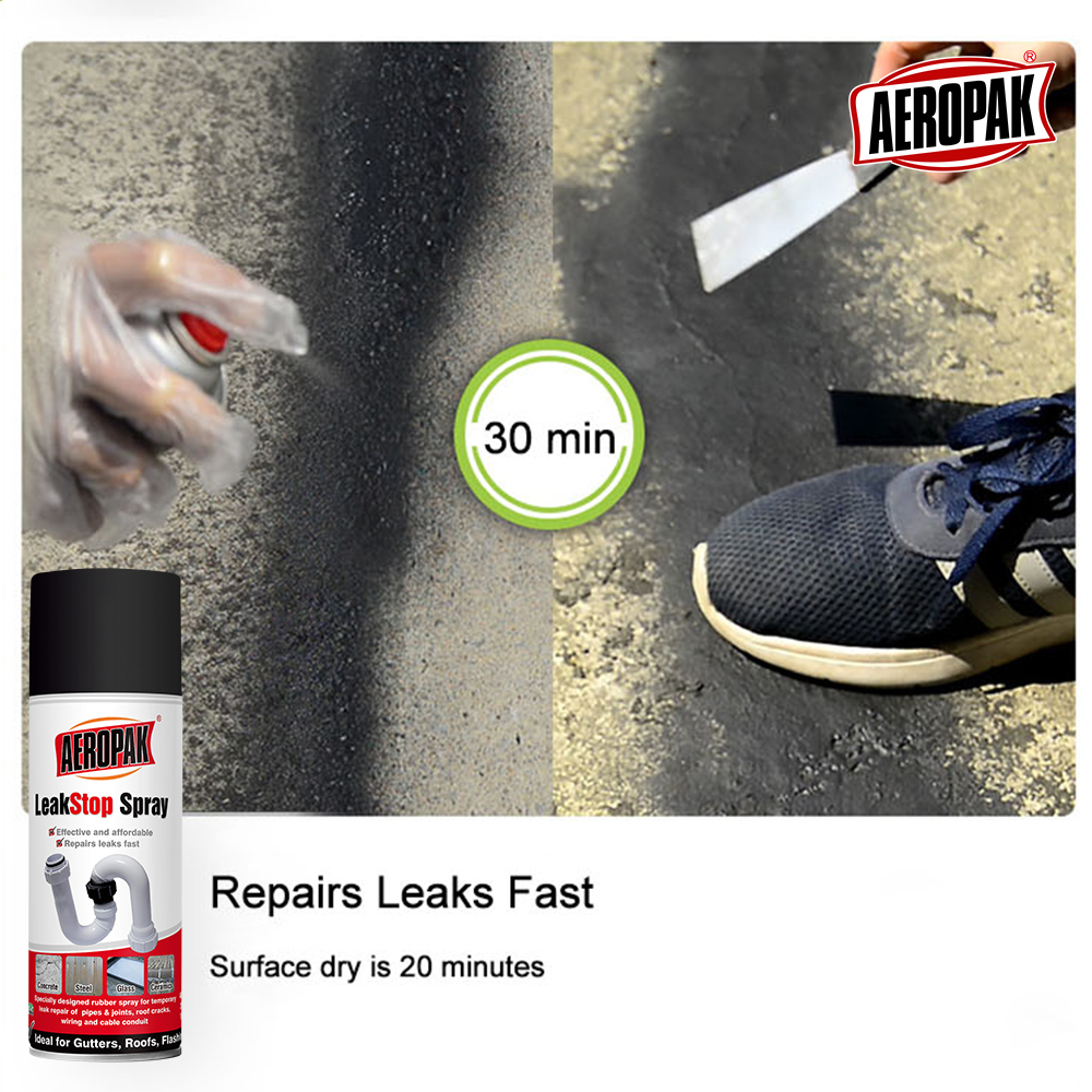 Aeropak APK-LS01 Waterproof Sealant Spray Anti-Corrosion Fast-Dry Leak-Stopper for Pipe Joints Cracks Concrete Hard Surfaces