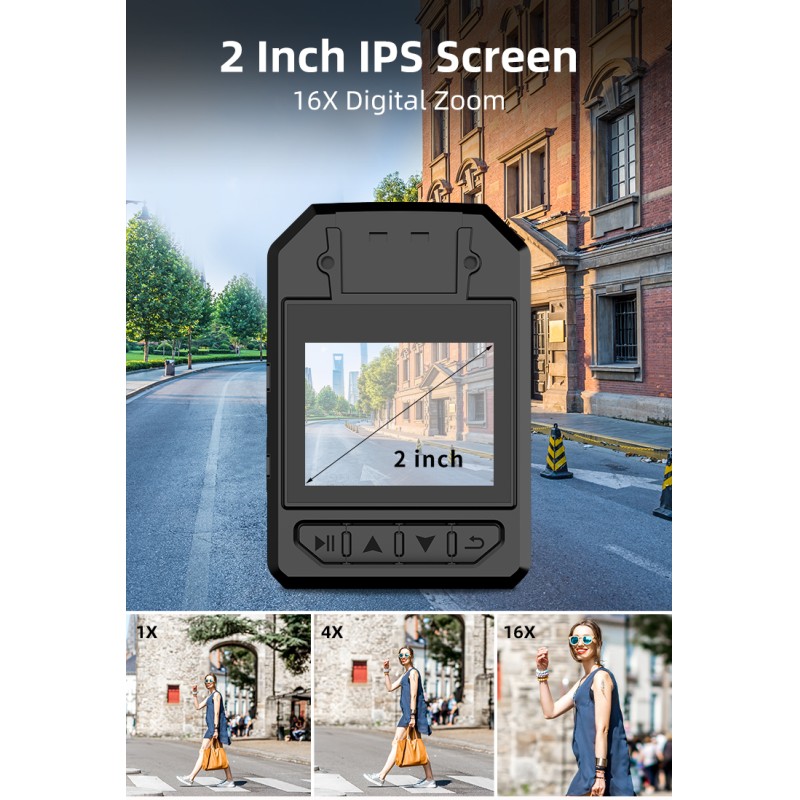 Mini 48MP 4K UHD High Relosution 16X Zoom Body Worn Camera With IP66 Waterproof and WIFI GPS Wearable Camera for Video Recording