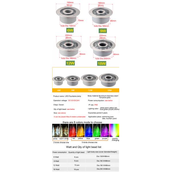 LED Fountain light underwater light waterscape light waterproof spot light colorful landscape light