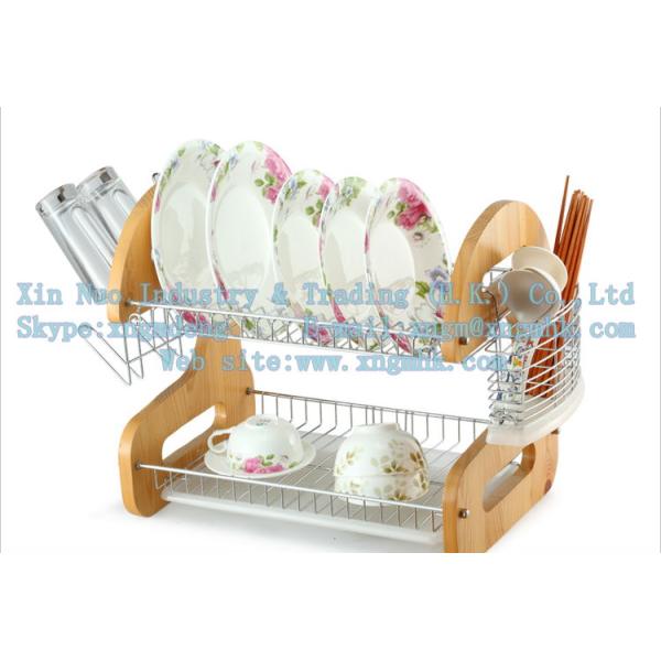 Wooden dish rack, stainless steel dish rack, kitchen utensils dish rack, drain bowl rack