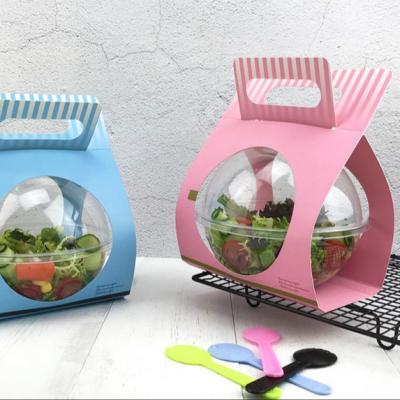 Stocked Disposable Clear Round Bowls for Salad Poke Bowls with Lid Card Carrier Customize Logo