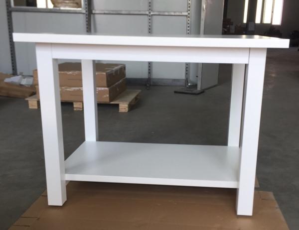 Tabla de exhibición de productos de doble estantería blanca minimalista